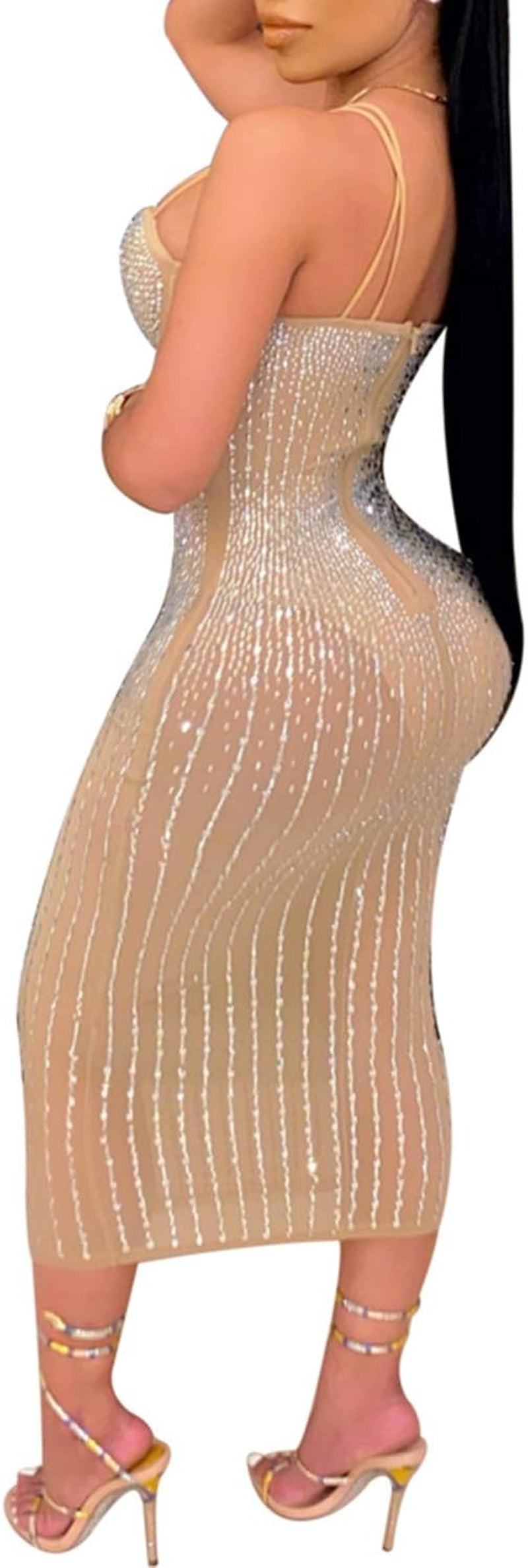 Women Long Sleeve Birthday Dresses Sexy Hot Diamond Process Sexy Dress Party Club Night Dress