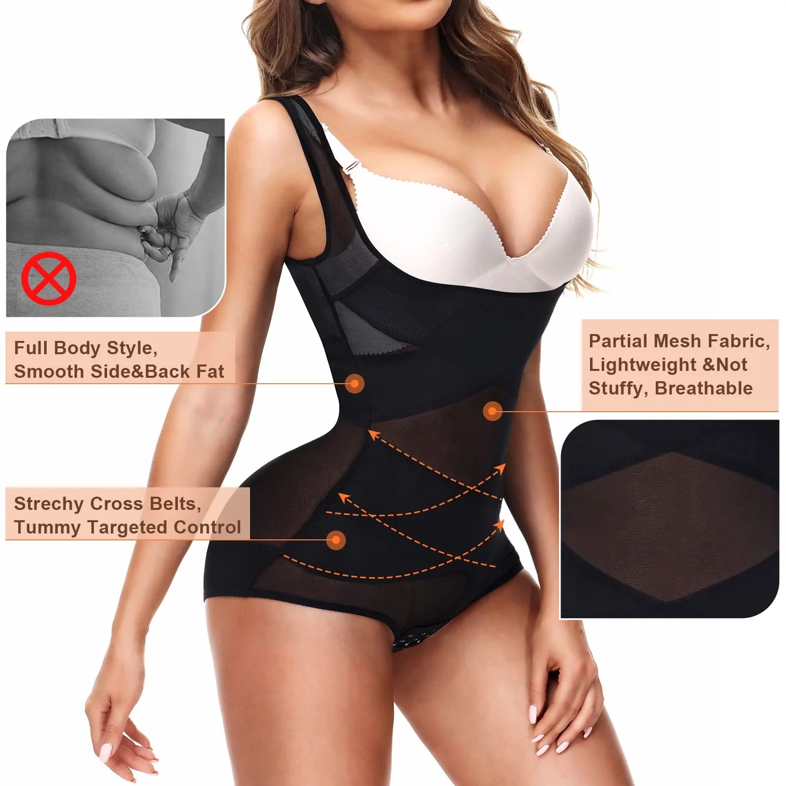 Body Shaper for Women Bodysuit Shapewear Tummy Control Cincher Breathable Open Bust Corset Slimming Body Shape Waist Trainer