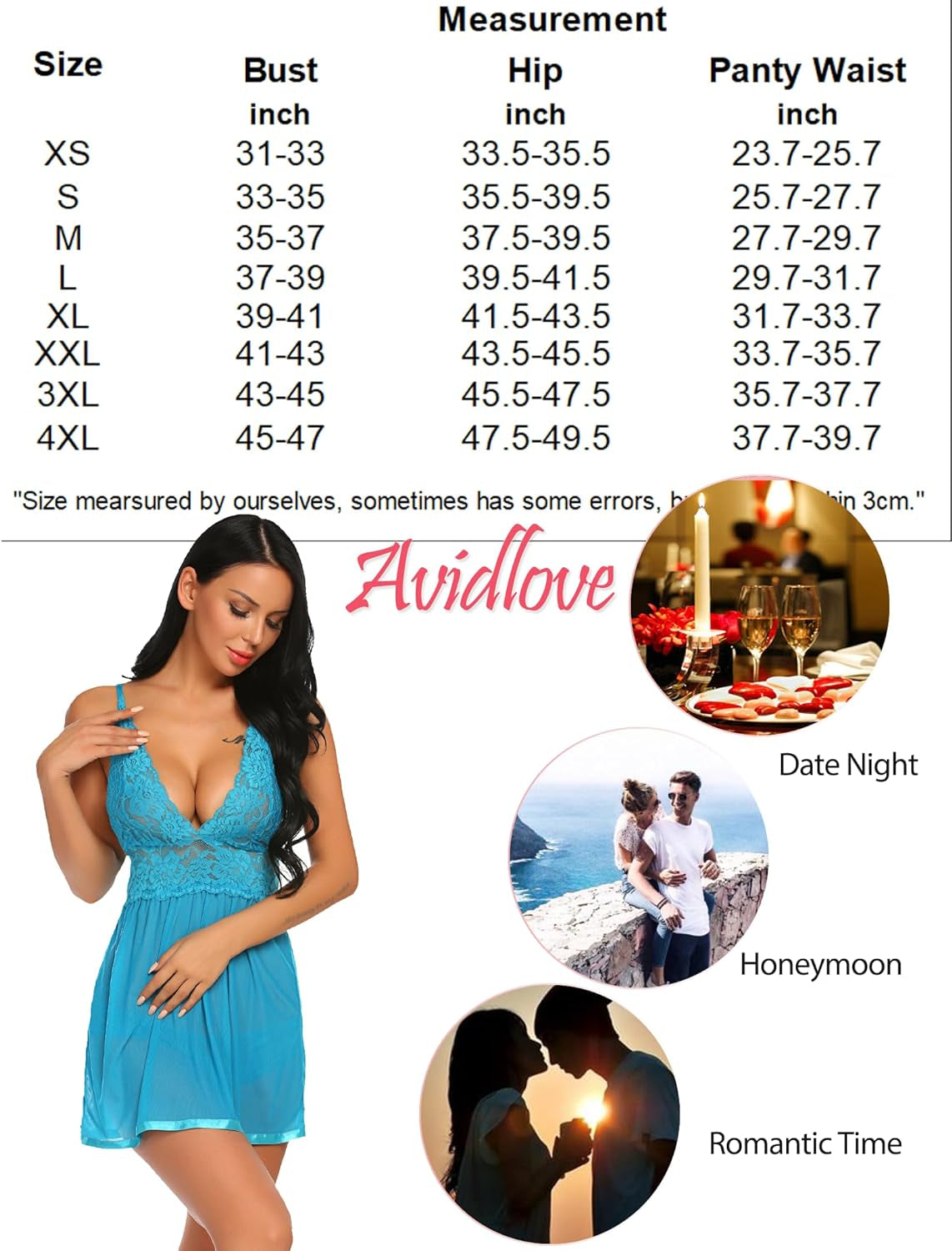 Women Lingerie Lace Babydoll Strap Chemise Halter Teddy V Neck Sleepwear