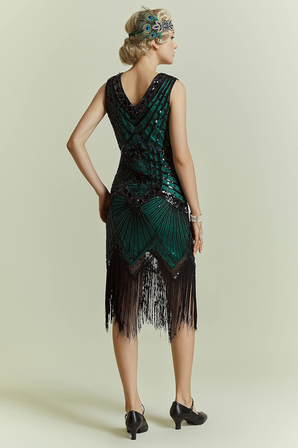 Women'S Flapper Dresses 1920S V Neck Beaded Fringed Great Gatsby Dress